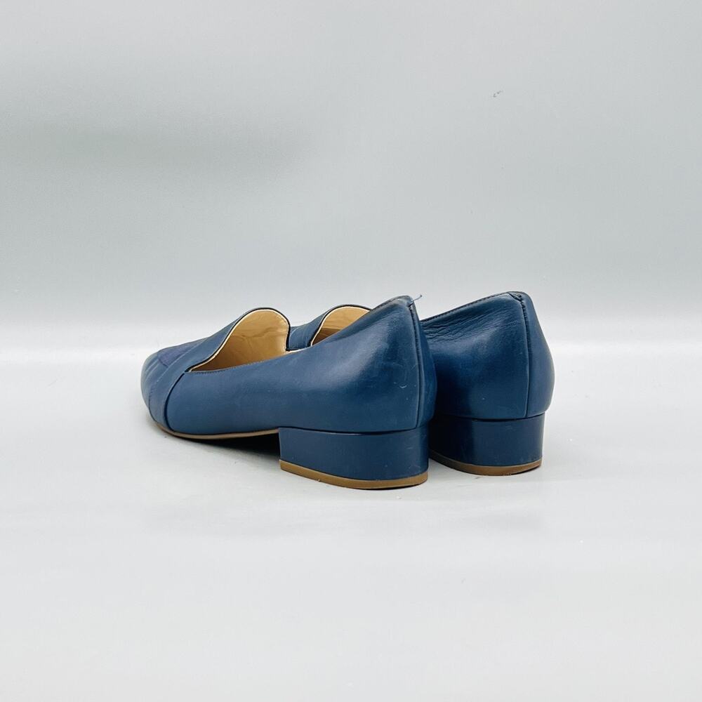 Cole Haan Shoes Women 8 Blue Leather Loafer Flats Pointed Toe Block Heel Slip On - Picture 5 of 11